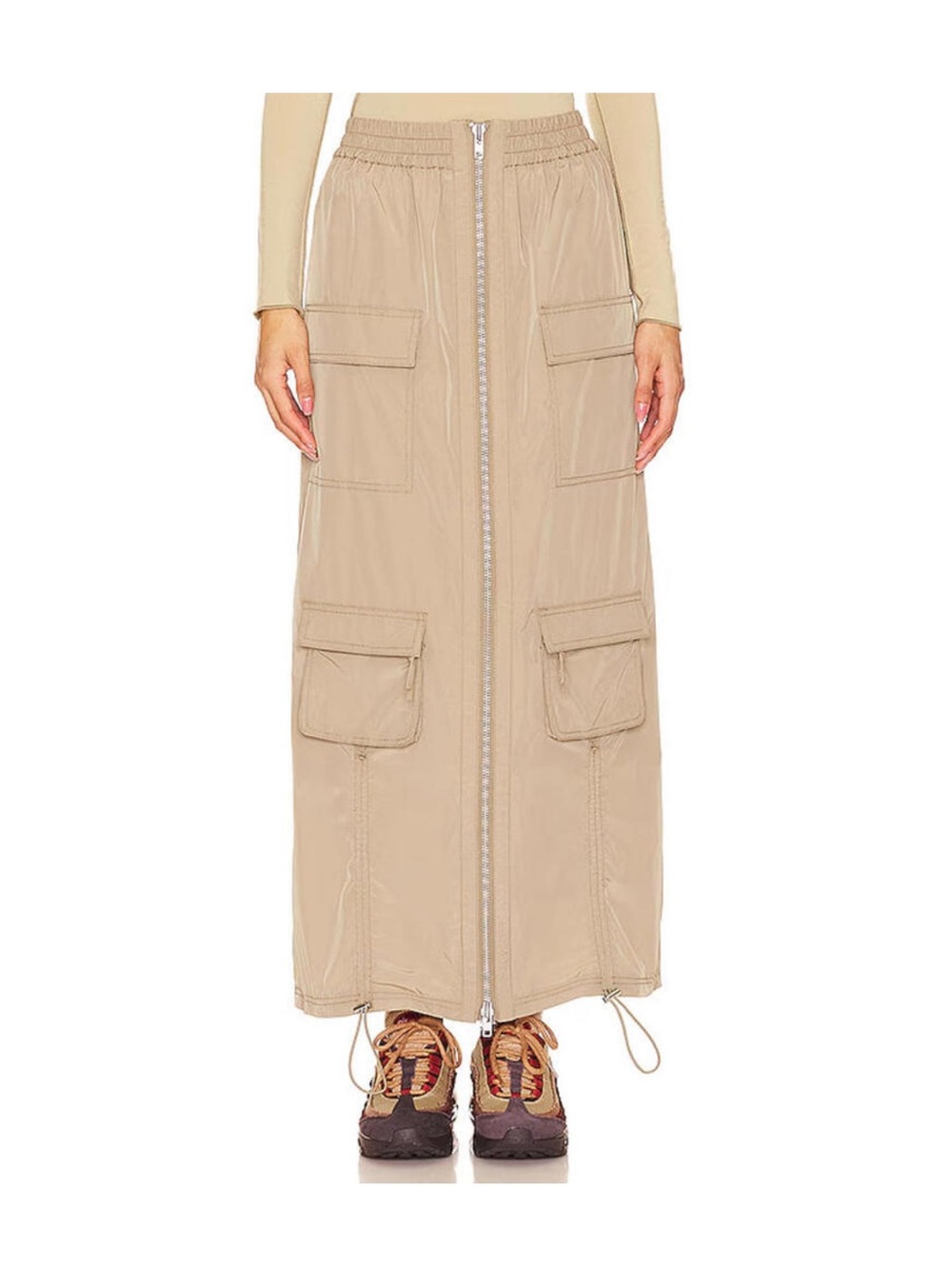 H:ours Emerson Khaki Cargo Maxi Skirt